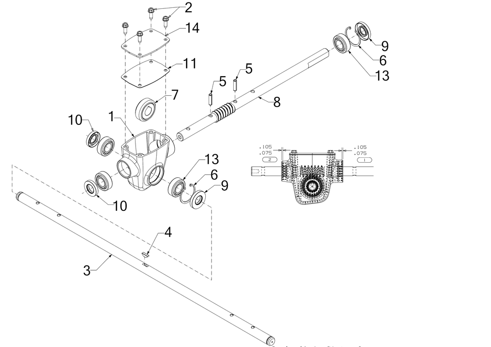 Auger Gearbox Assembly Diagram and Parts List for 3X30-INCHHD (31AH5EVW710)(2023) Cub Cadet Snow Blower